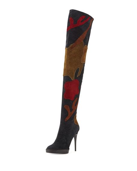 burberry patchwork over the knee boots|Women's Designer Burberry Over the Knee .